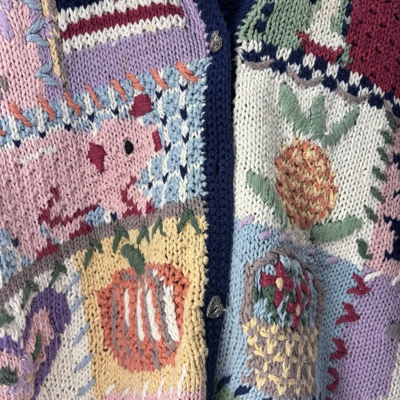 Vtg Signature Northern Isles Cardigan Sweater Sz PM Farm American Flag Apple - Picture 6 of 9